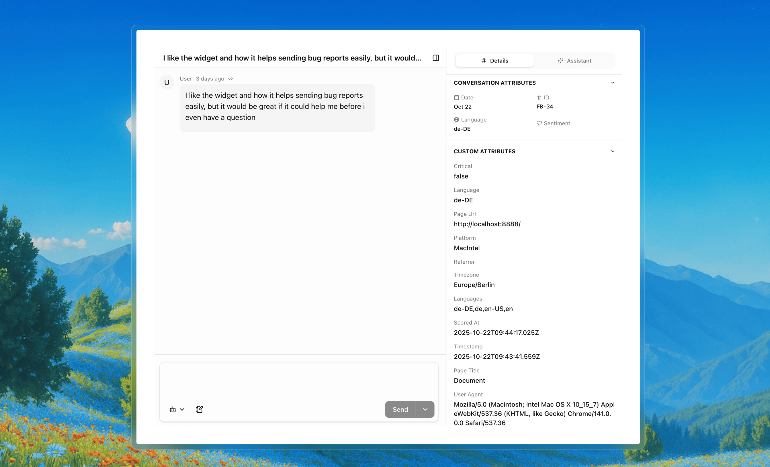 Feedbackview custom attributes